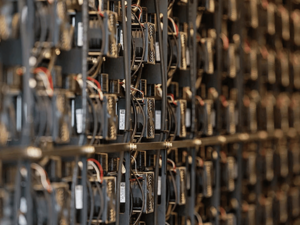 A Battery energy storage from inside. You can see all the fans needed for the cooling. 